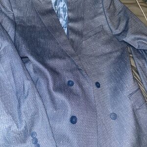 Boohoo Mens Powder Blue Double-Breasted Suit